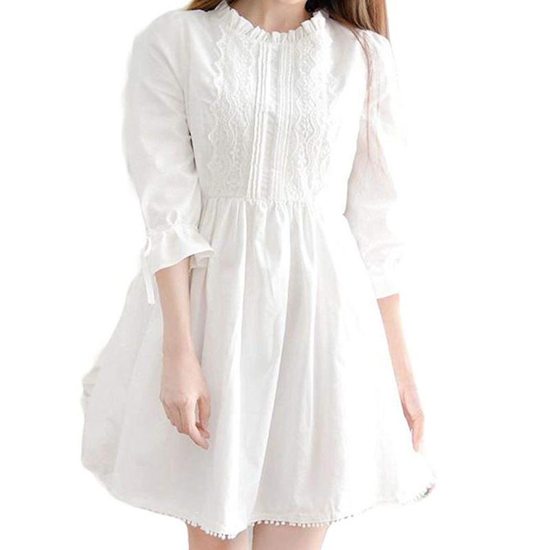 Fashsiualy 2020 White Dress Lovely Sweet Girl Japanese Style Lace Dress Summer White Elbow sleeve Sundress robe femme, As pic
Fashsiualy 2020 White Dress Lovely Sweet Girl Japanese Style Lace Dress Summer White Elbow sleeve Sundress robe femme, As pic