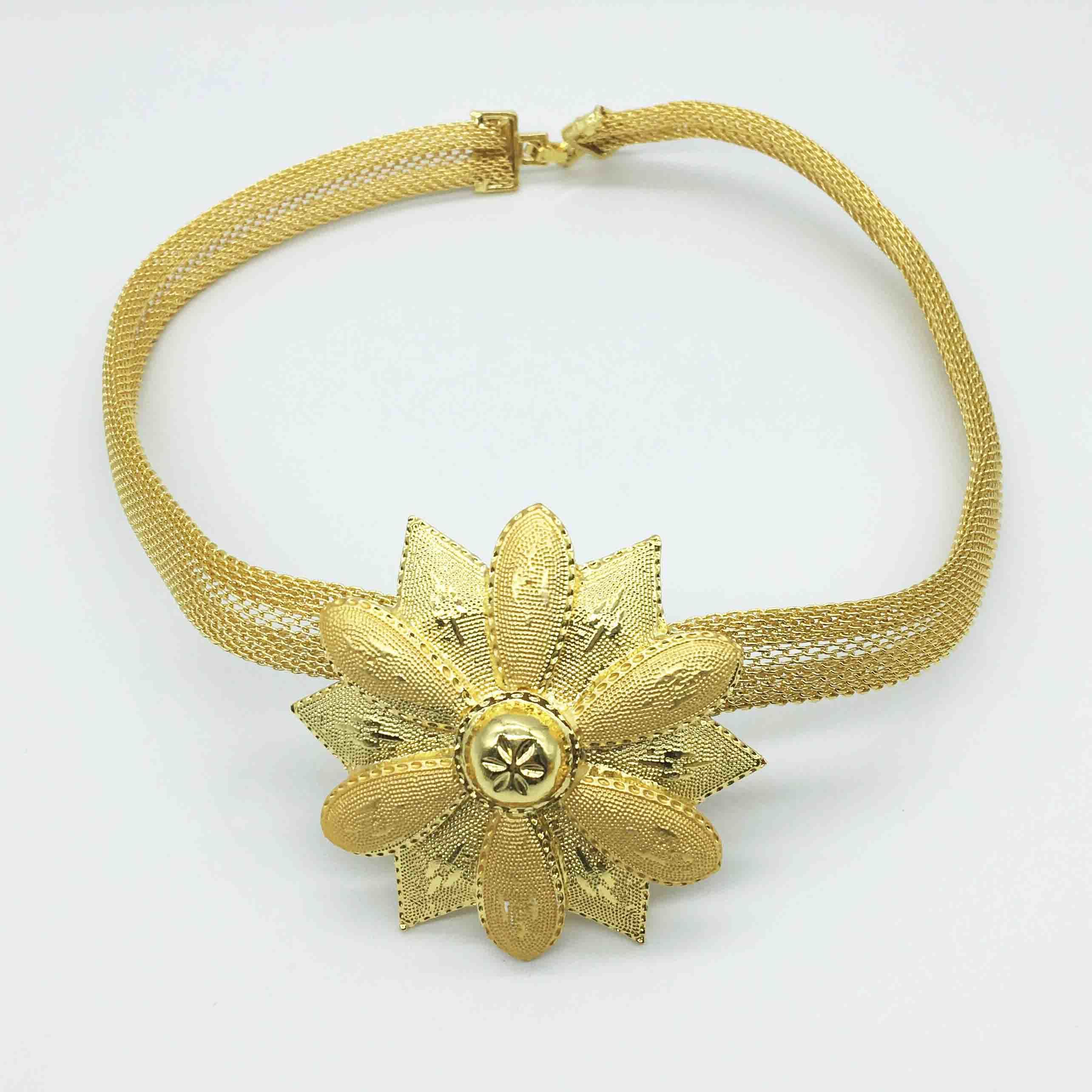 Fashion wedding Dubai Africa Nigeria African Jewelry set gold-color necklace Earrings romantic woman Bridal Jewelry Sets LJ200909