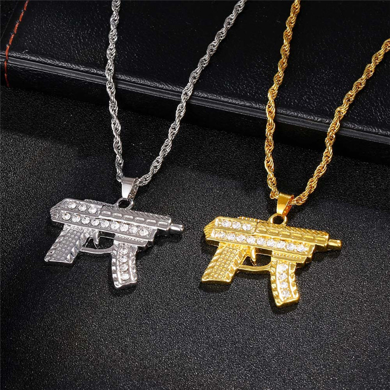 GOINHOT 12pcs/lot Punk Style Hiphop Gun Pendant Chain Necklace Men Party Wearriing Golden Color Necklaces
GOINHOT 12pcs/lot Punk Style Hiphop Gun Pendant Chain Necklace Men Party Wearriing Golden Color Necklaces