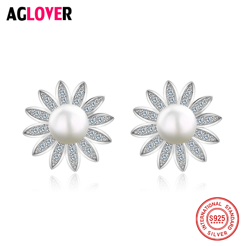100% 925 Sterling Silver Fashion Shiny Crystal Pearl Flower Ladies Stud Earrings Women Wedding Jewelry Female Best Gift
100% 925 Sterling Silver Fashion Shiny Crystal Pearl Flower Ladies Stud Earrings Women Wedding Jewelry Female Best Gift