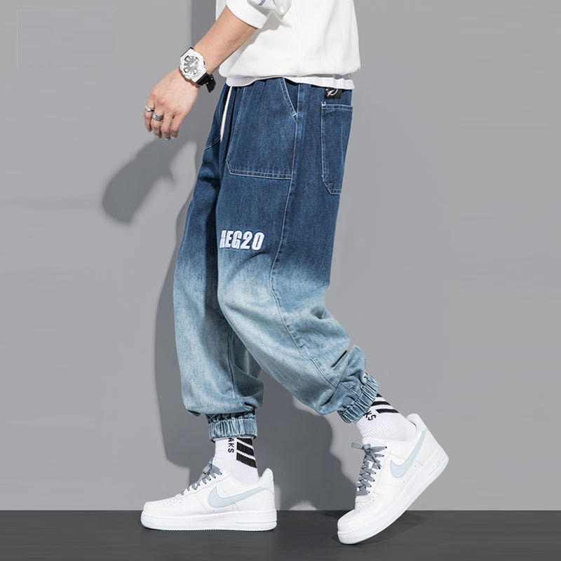 Jeans Men New Spring and Autumn Harem Pants GradientLoose Tooling Embroidered Beam Feet Pants, Black
Jeans Men New Spring and Autumn Harem Pants GradientLoose Tooling Embroidered Beam Feet Pants, Black