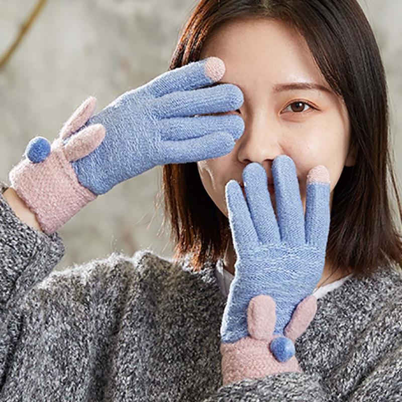 Winter Touch Screen Gloves Women Warm Stretch Knit Mittens Imitation Wool Full Finger Guantes Ear Thicken Gloves
Winter Touch Screen Gloves Women Warm Stretch Knit Mittens Imitation Wool Full Finger Guantes Ear Thicken Gloves