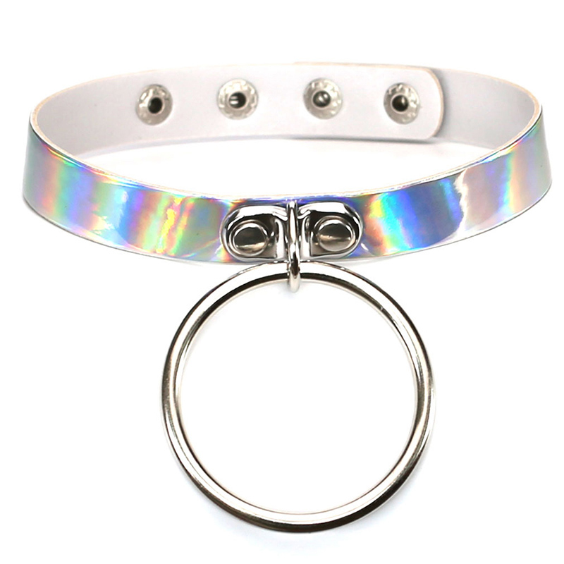 Laser Necklace Big circle Gothic Punk Holographic Choker Hologram PU Leather Choker 2020 Collar Necklace Jewelry
Laser Necklace Big circle Gothic Punk Holographic Choker Hologram PU Leather Choker 2020 Collar Necklace Jewelry
