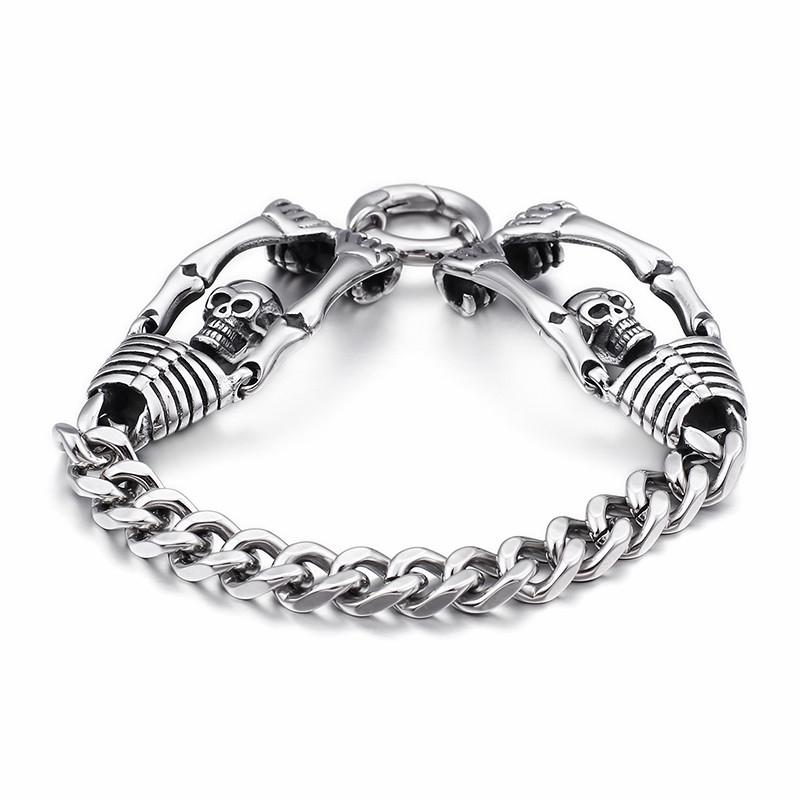 Punk 21cm Skull Bracelets For Men Stainless Steel Shiny Skull Body Charm Bracelets Gothic Biker Halloween Jewelry 2020
Punk 21cm Skull Bracelets For Men Stainless Steel Shiny Skull Body Charm Bracelets Gothic Biker Halloween Jewelry 2020