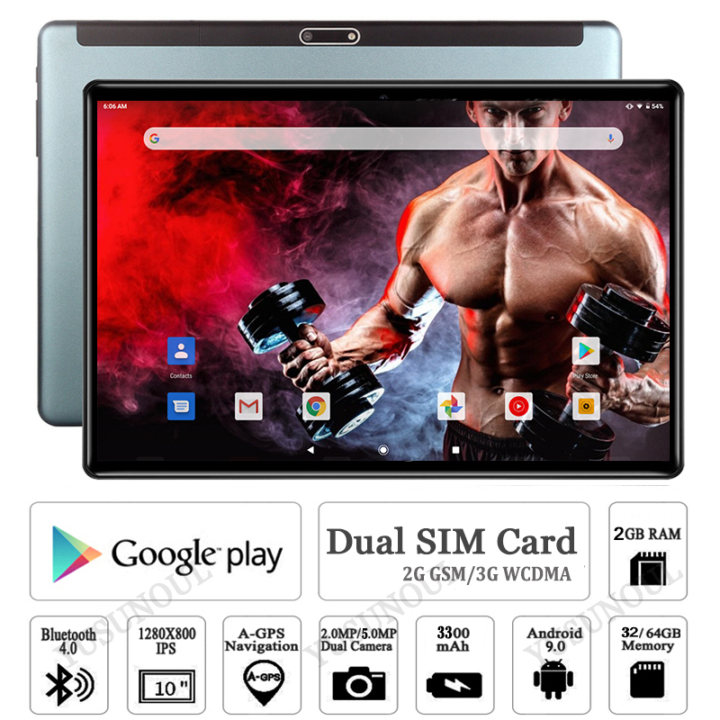 Fast 10 Inch Tablet Pc 4 Core RAM 2GB ROM 32GB IPS 3G WCDMA Phone Call Tab Wifi GPS Bluetooth Android 9.0 Tablets 10.1" 1280*800, Black 
Fast 10 Inch Tablet Pc 4 Core RAM 2GB ROM 32GB IPS 3G WCDMA Phone Call Tab Wifi GPS Bluetooth Android 9.0 Tablets 10.1" 1280*800, Black