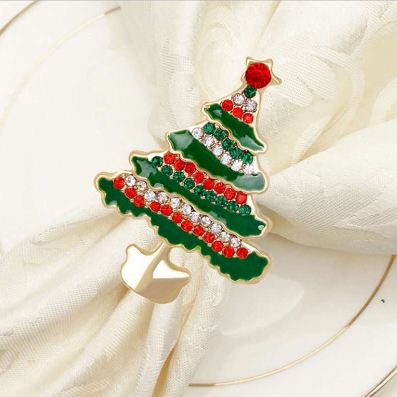 Christmas Napkin Rings - Set of 8 Napkin Holder Rings for Holiday Christmas Table Decoration Elk Buckle