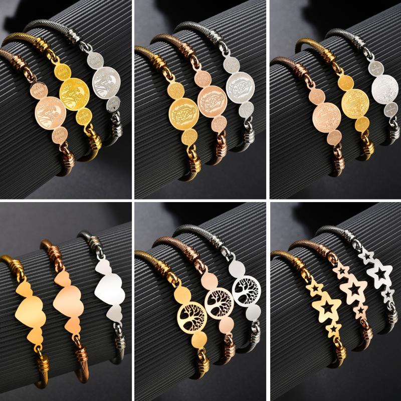 2020 Stainless Steel Bangles Bracelets Religious San Benito Virgin Mary Hollow Heart Tree Star Blessed Jewelry Christian Gifts
2020 Stainless Steel Bangles Bracelets Religious San Benito Virgin Mary Hollow Heart Tree Star Blessed Jewelry Christian Gifts
