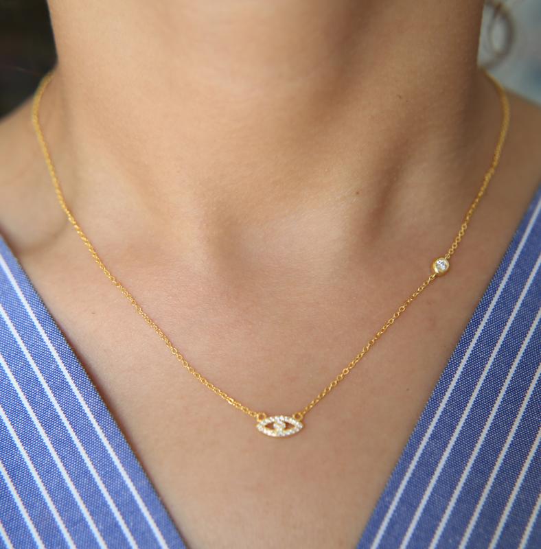 Sparking dainty thin chain fine silver 925 jewelry cute tiny evil eye bezel cz connector women girl charm necklace
Sparking dainty thin chain fine silver 925 jewelry cute tiny evil eye bezel cz connector women girl charm necklace