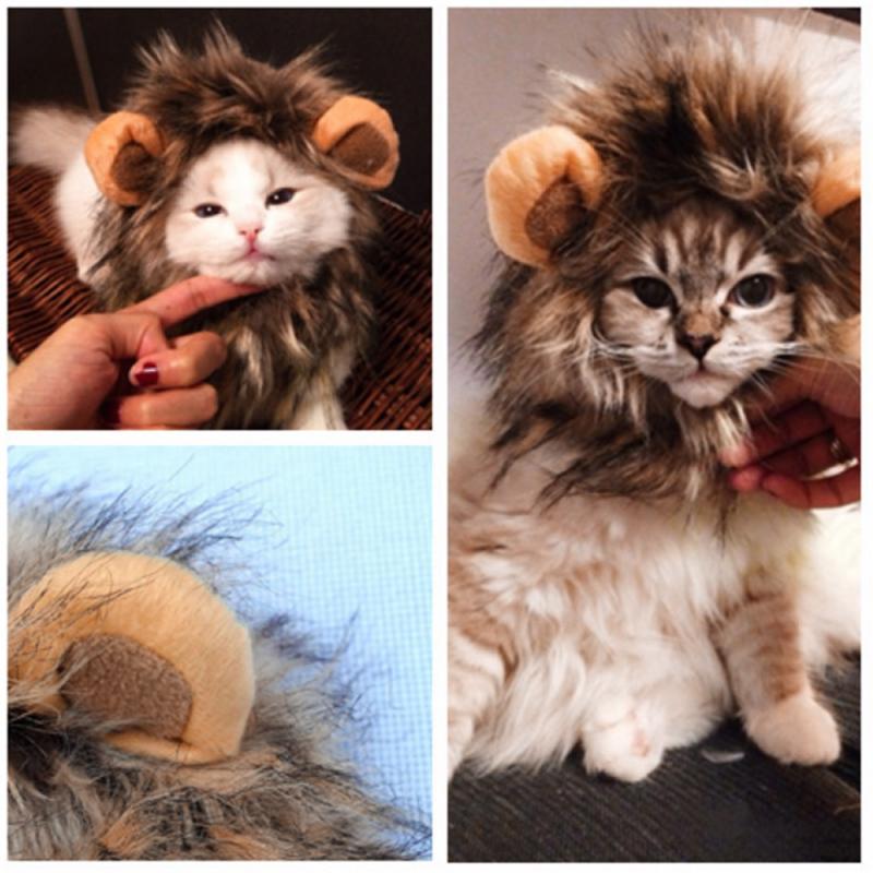 Funny Cute Pet Cat Costume Lion Mane Wig Cap Hat for Cat Dog Halloween Christmas Cosplay Clothes Fancy Dress Creative Fashion