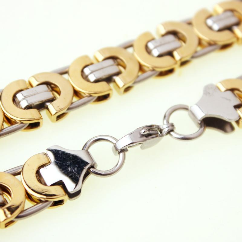 Fashion Luxury Men Fashion Gold Chain Necklace Stainless Steel Byzantine Chains Street Hip Hop Jewelry 6811mm Wide