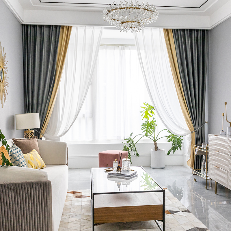 Custom curtains Nordic Simple Thick flannel gray yellow splice livingroom bedroom cloth blackout curtain tulle drape M791, Tulle sheer
Custom curtains Nordic Simple Thick flannel gray yellow splice livingroom bedroom cloth blackout curtain tulle drape M791, Tulle sheer