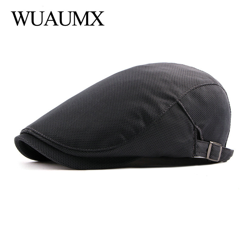 Wuaumx Breathable Summer Mesh Berets Hat Men Women Solid Peaked Flat Cap Duckbill Hat Net Beret Cap White Black boina hombre
Wuaumx Breathable Summer Mesh Berets Hat Men Women Solid Peaked Flat Cap Duckbill Hat Net Beret Cap White Black boina hombre