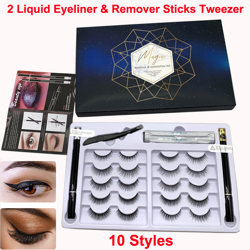 10 Pairs Magic False Eyelashes & Liquid Eyeliner & Remover Sticks Tweezer Kit 3D 6D Non Magnetic Eyelashes Reusable Glue free Makeup eyelash
10 Pairs Magic False Eyelashes & Liquid Eyeliner & Remover Sticks Tweezer Kit 3D 6D Non Magnetic Eyelashes Reusable Glue free Makeup eyelash