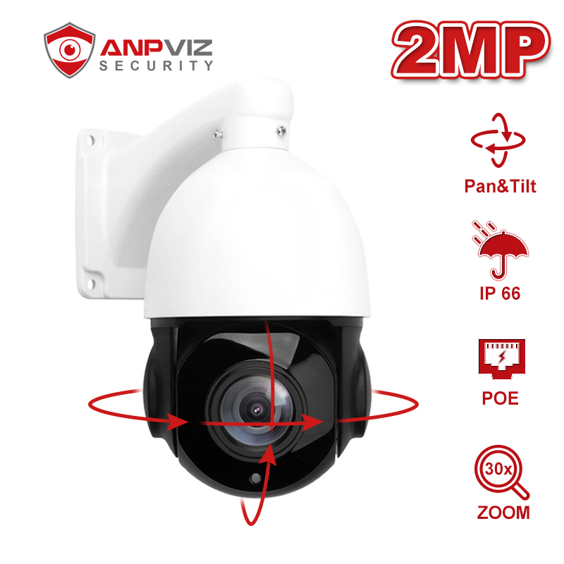 

30X Zoom PTZ IP Camera 2MP Outdoor Security Weatherproof IR Distance Up to 50m Support Motion Detection H.265 ONVIF P2P