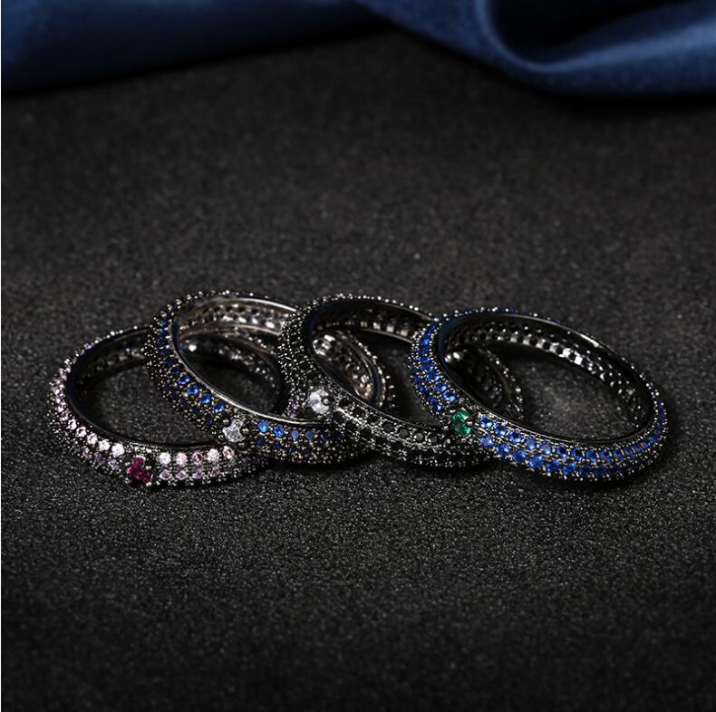 Choucong Cocktail Sparkling Luxury Jewelry 925 Sterling Silver&Black Gold Fill Pave Sapphire CZ Diamond Pave Women Wedding Bridal Ring Gift