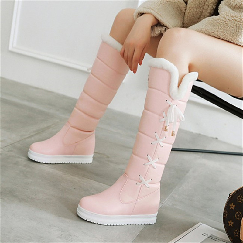 PXELENA Knee High Snow Boots Women Winter Warm Plush Thick Fur Riding Boots Hidden Heel Shoes Black White Pink Plus Size 34-43
PXELENA Knee High Snow Boots Women Winter Warm Plush Thick Fur Riding Boots Hidden Heel Shoes Black White Pink Plus Size 34-43
