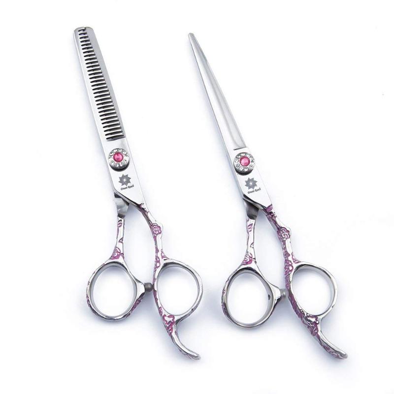 6.0 inches Professional Pink Plum Handle Hair Scissors Cutting Barber Thinning Shears Salon Hairdressing Scissors Set
6.0 inches Professional Pink Plum Handle Hair Scissors Cutting Barber Thinning Shears Salon Hairdressing Scissors Set