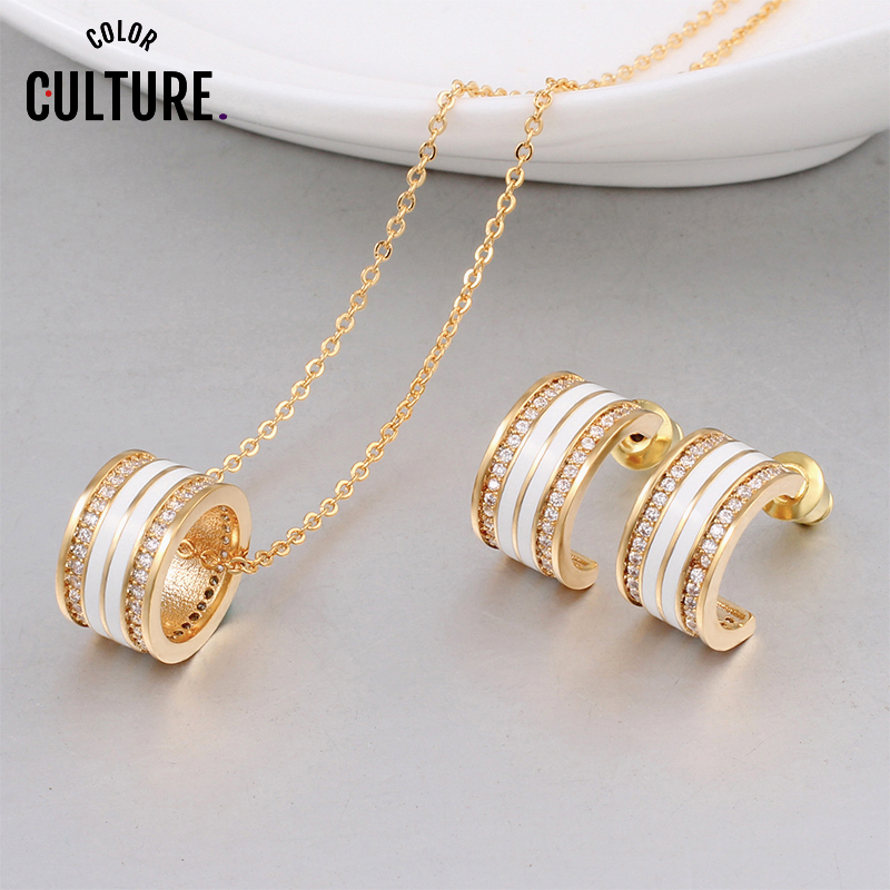 Fashion girl Costume Jewelery Set Earrings White zircon necklace Top Quality Enamel jewelry, As pic
Fashion girl Costume Jewelery Set Earrings White zircon necklace Top Quality Enamel jewelry, As pic