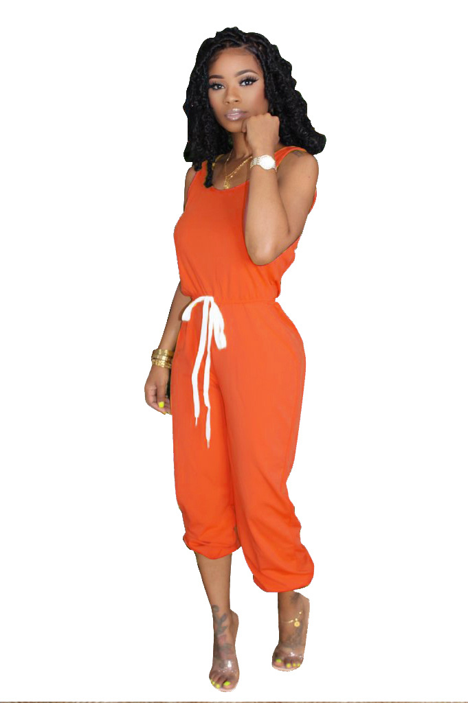 Spot the Jumpsuits European American spring and summer fashion leisure street selling solid color jumpsuit