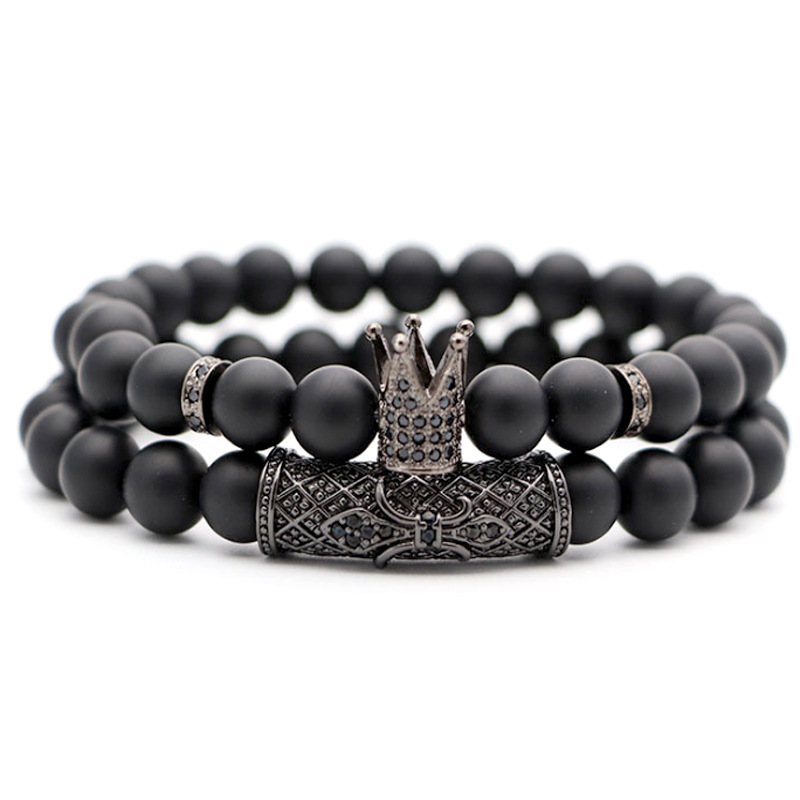 Charm Bracelets 2PCS/set Bracelet Men Accessories Matte Stone Beads Erkek Bileklik Set Crown Jewelry Mens For Women Pulseras Mujer
Charm Bracelets 2PCS/set Bracelet Men Accessories Matte Stone Beads Erkek Bileklik Set Crown Jewelry Mens For Women Pulseras Mujer