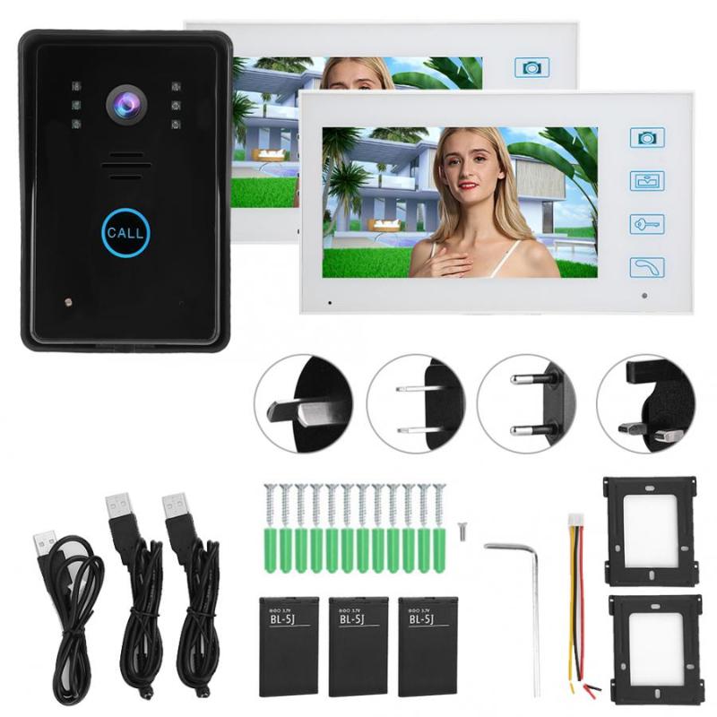 7in TFT Video Intercom 2Monitors 2.4G Wireless Door Phone Doorbell IR Night Vision Waterproof Security System videocitofono
7in TFT Video Intercom 2Monitors 2.4G Wireless Door Phone Doorbell IR Night Vision Waterproof Security System videocitofono