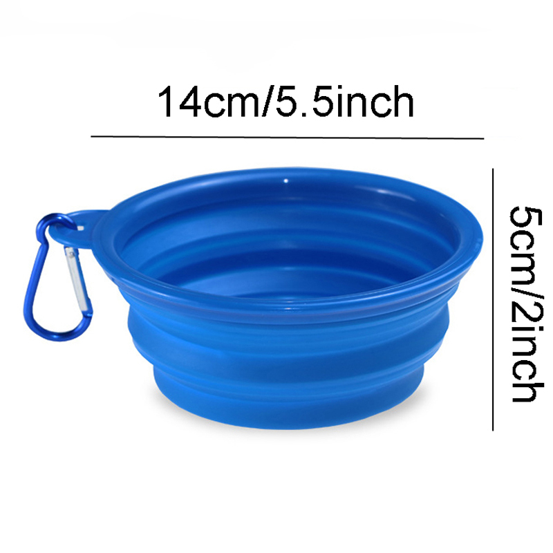 Silicone Pet Folding Bowl Retractable Utensils Cuenco Puppy Drinking Fountain Portable Outdoor Travel Pet Bowl With Carabiner