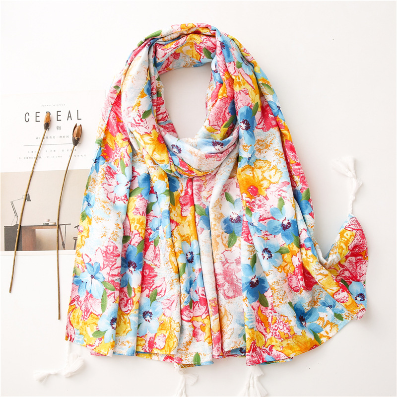 Long Ladies Shawl Scarf Oil Painting Antumn Shawls and Wraps Flower Hijab Scarf With Tassels Soft Foulards Beach Shawl
Long Ladies Shawl Scarf Oil Painting Antumn Shawls and Wraps Flower Hijab Scarf With Tassels Soft Foulards Beach Shawl