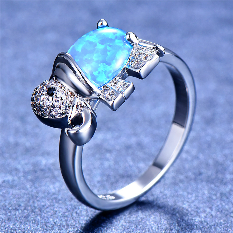 Boho Female Blue White Fire Opal Ring Vintage Silver Color Elephant Ring Wedding Jewelry Promise Love Engagement Rings For Women
Boho Female Blue White Fire Opal Ring Vintage Silver Color Elephant Ring Wedding Jewelry Promise Love Engagement Rings For Women