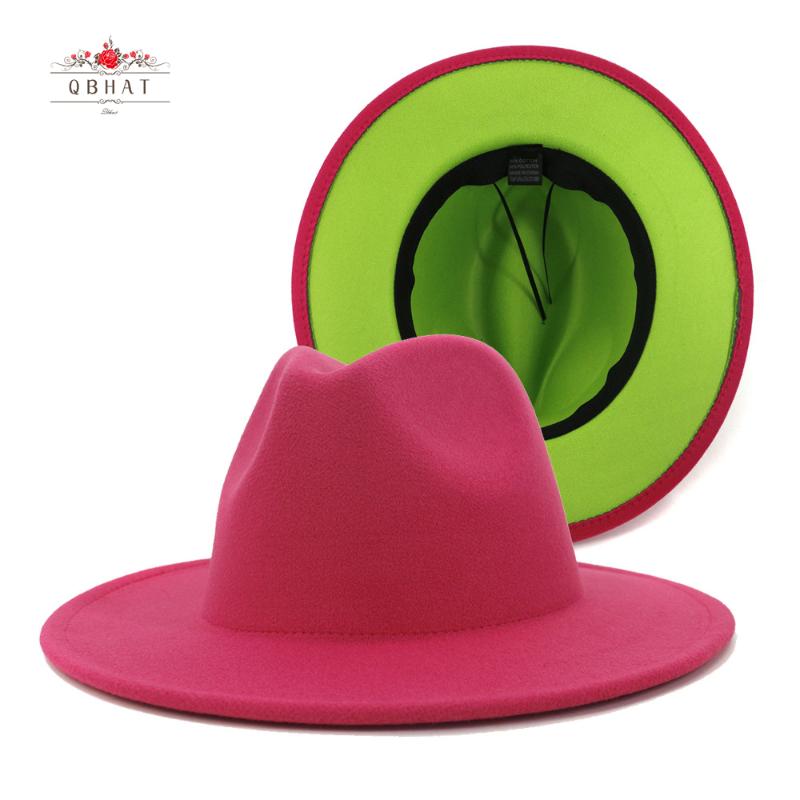 Stingy Brim Hats QBHAT Pink And Lime Green Patchwork Wool Felt Fedora Women Large Panama Trilby Jazz Cap Hat Sombrero Mujer, Outer hot pink
Stingy Brim Hats QBHAT Pink And Lime Green Patchwork Wool Felt Fedora Women Large Panama Trilby Jazz Cap Hat Sombrero Mujer, Outer hot pink
