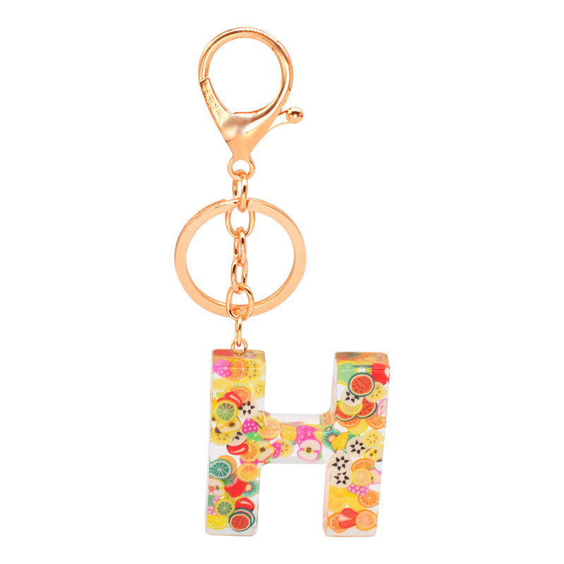 High Quality Handmade Women Gold Plated 26 Capital Letters Keychain Cute Fruit …