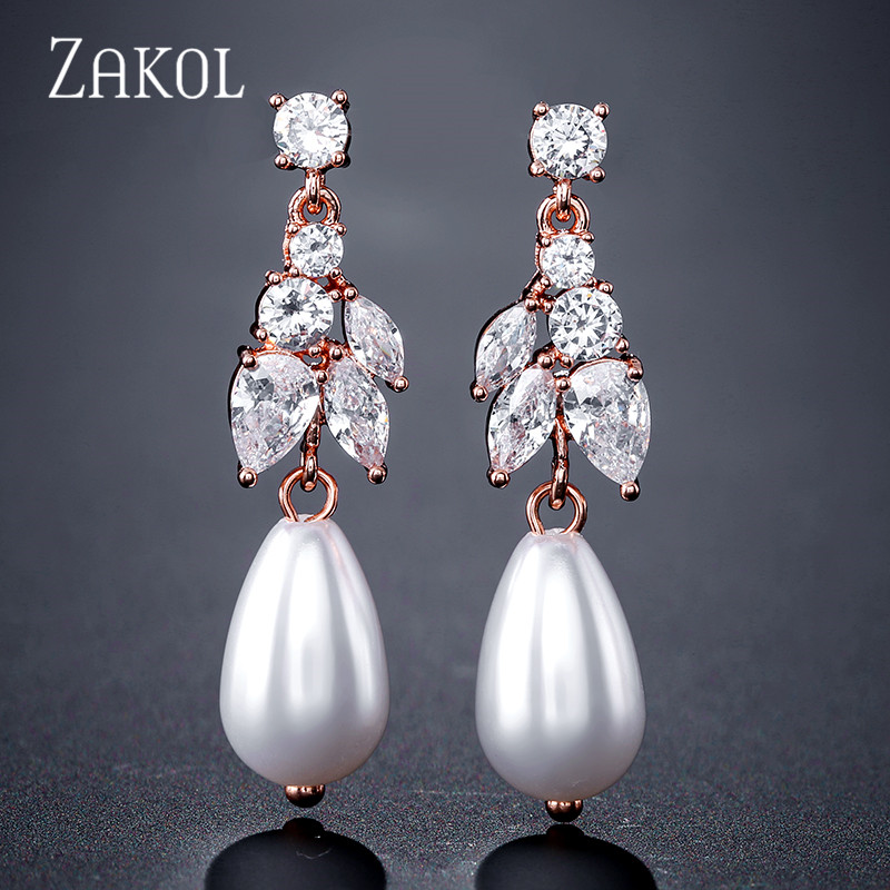 ZAKOL Fashion Water Drop Zirconia Crystal Dangle Earrings For Women Imitation Pearl Leaf Bridal Wedding Dress Jewelry FSEP2520
ZAKOL Fashion Water Drop Zirconia Crystal Dangle Earrings For Women Imitation Pearl Leaf Bridal Wedding Dress Jewelry FSEP2520