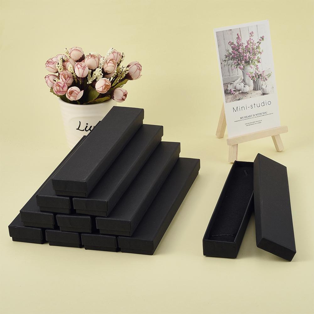 pandahall 12pcs Cardboard Jewelry Box for Necklace Bracelets Rectangle Tan Black Sienna FireBrick SteelBlue OliveDrab 21x4x2cm T200917