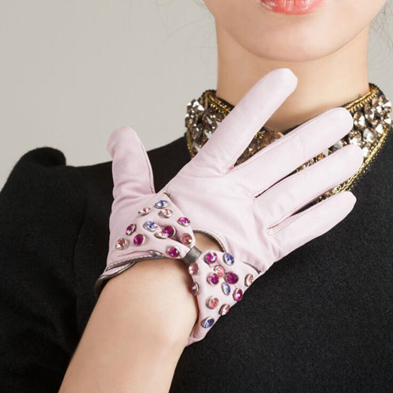 High Quality Colorful Diamond Women's Really Leather Gloves Short Gloves Fashion Warm Import Sheepskin Guantes Mujer
High Quality Colorful Diamond Women's Really Leather Gloves Short Gloves Fashion Warm Import Sheepskin Guantes Mujer