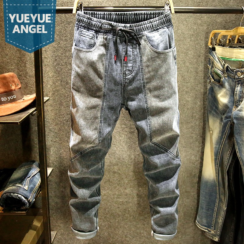 2020 Autumn Mens Jeans Fashion Patchwork Corduroy Denim Harem Pants Vintage Lace Up Elastic Waist Loose Straight Trousers Male, Blue gray
2020 Autumn Mens Jeans Fashion Patchwork Corduroy Denim Harem Pants Vintage Lace Up Elastic Waist Loose Straight Trousers Male, Blue gray