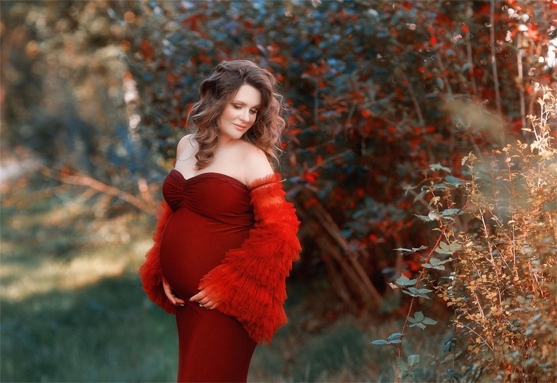 2021 Red Maternity Evening Dresses Tiered Ruffles Sweep Train Mermaid Prom Gowns Sweetheart Custom Made Elegant vestido de novia