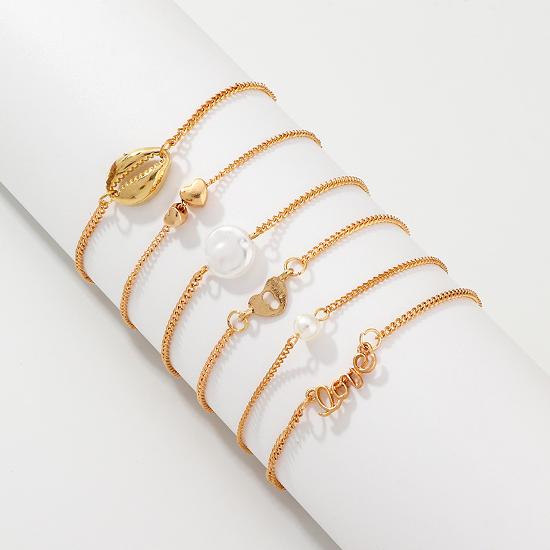 6 PCS/SET Fashion Creative Gold Color Heart Simulation Pearl Chain Link Wrap Bracelet for Women Girl Best Birthday Gift Bracelet
6 PCS/SET Fashion Creative Gold Color Heart Simulation Pearl Chain Link Wrap Bracelet for Women Girl Best Birthday Gift Bracelet