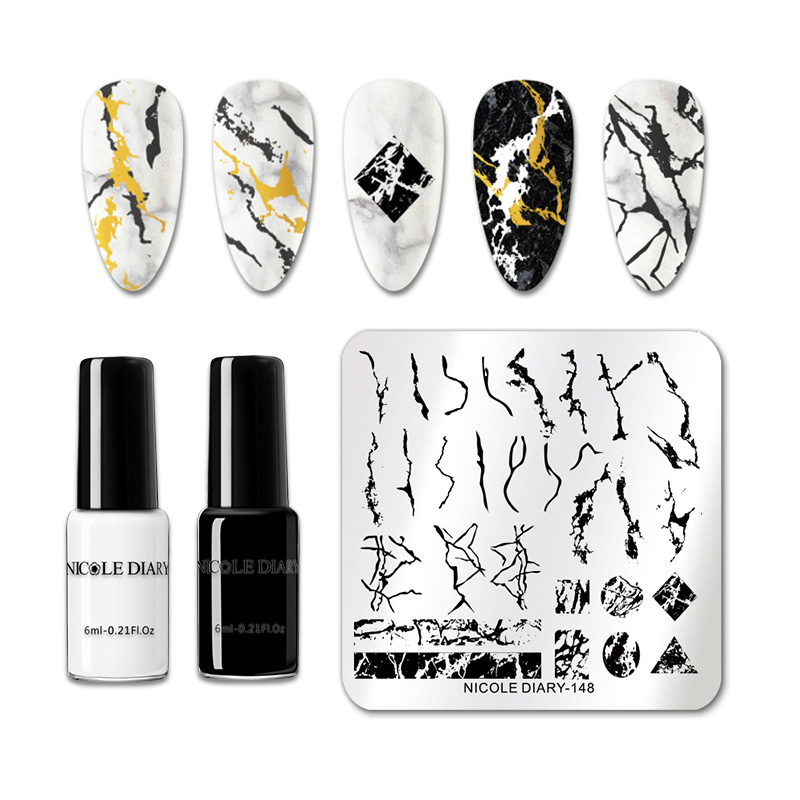 NICOLE DAIRY Black White Nail Stamping Polish Varnish Gold Silver Nail Stamping Plates Image Painting Art Stencils Template, Nicole diary125
NICOLE DAIRY Black White Nail Stamping Polish Varnish Gold Silver Nail Stamping Plates Image Painting Art Stencils Template, Nicole diary125