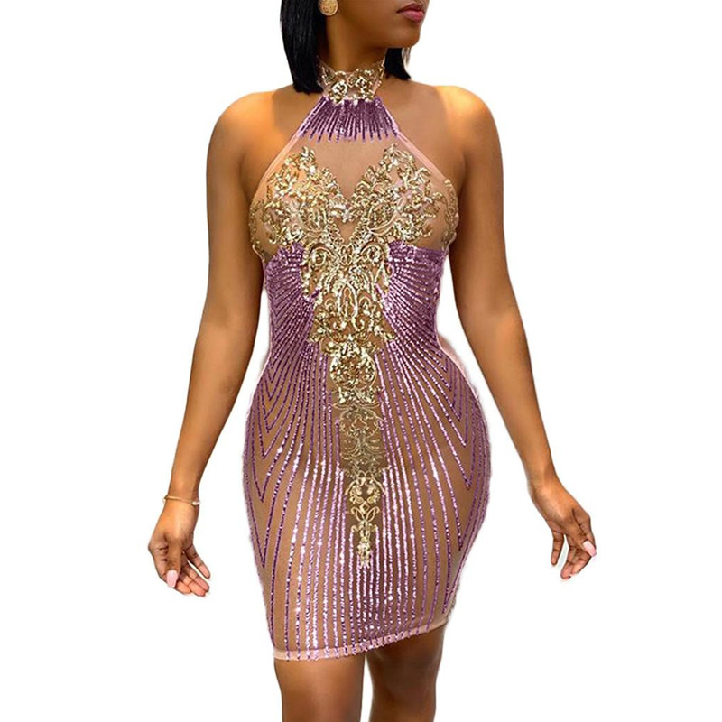 Sequins Panelled Womens Dresses Fashion Trend Sexy Halter Stripe Pattern Backless Evening Dresses Desigenr Female Casual Slim Short Skirt, Purple
Sequins Panelled Womens Dresses Fashion Trend Sexy Halter Stripe Pattern Backless Evening Dresses Desigenr Female Casual Slim Short Skirt, Purple
