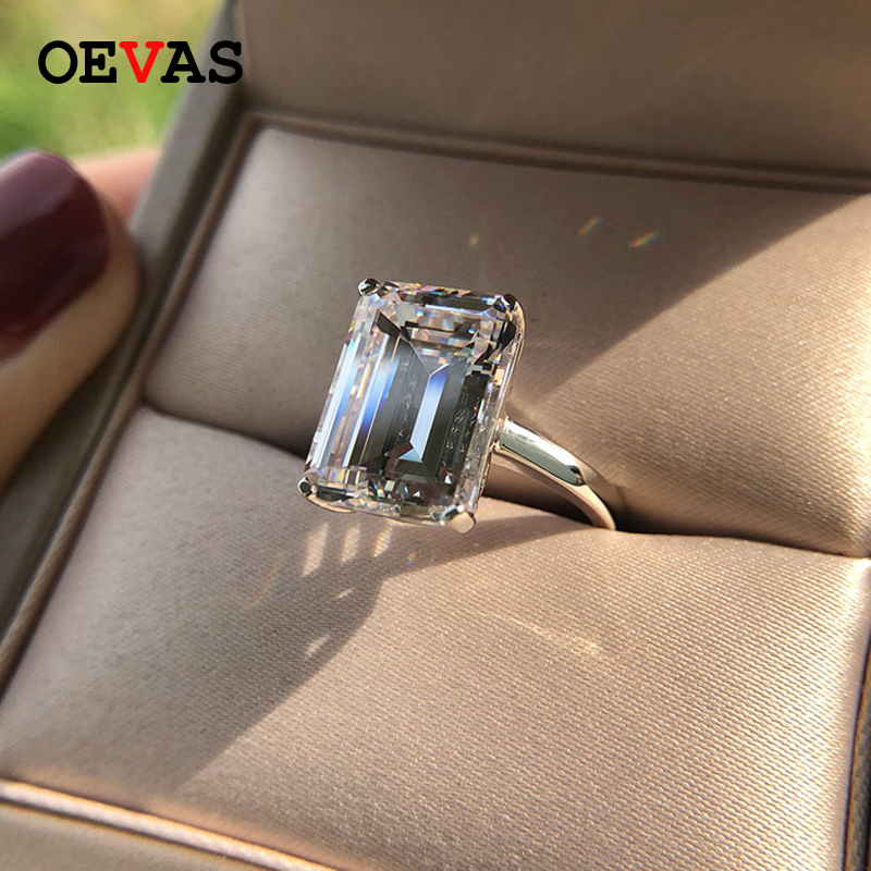 Simple and Elegant Rectangle Zircon Wedding rings for women 925 sterling Silver Sparkling Pink White CZ Engagement jewelry
