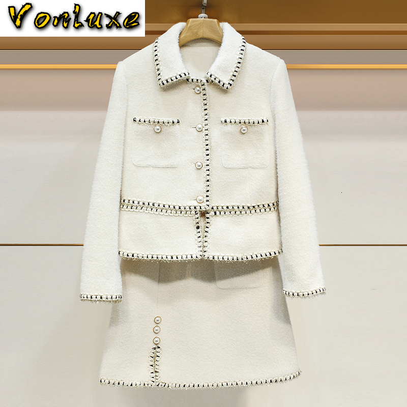 Luxury Suits Women Two Piece Set Autumn Winter Tweed Office Ladies Runway Designer Jacket Tops A Line Mini Skirt Clothes, White
Luxury Suits Women Two Piece Set Autumn Winter Tweed Office Ladies Runway Designer Jacket Tops A Line Mini Skirt Clothes, White
