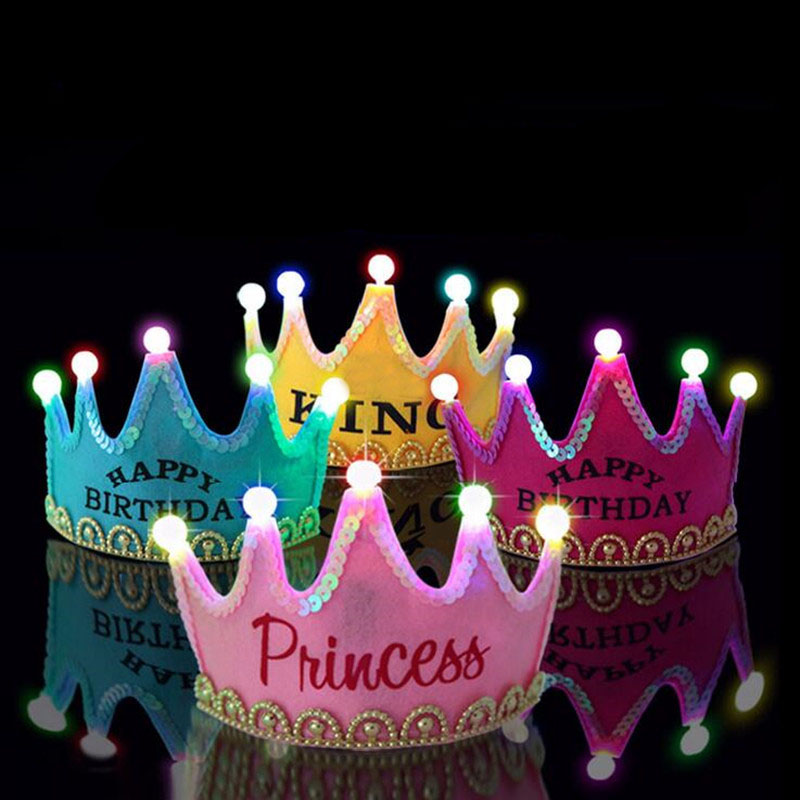 New LED Light Birthday Crown Hat Headband King Princess Headdress For Children Boys Girls Party Hats Event Party Supplies
New LED Light Birthday Crown Hat Headband King Princess Headdress For Children Boys Girls Party Hats Event Party Supplies