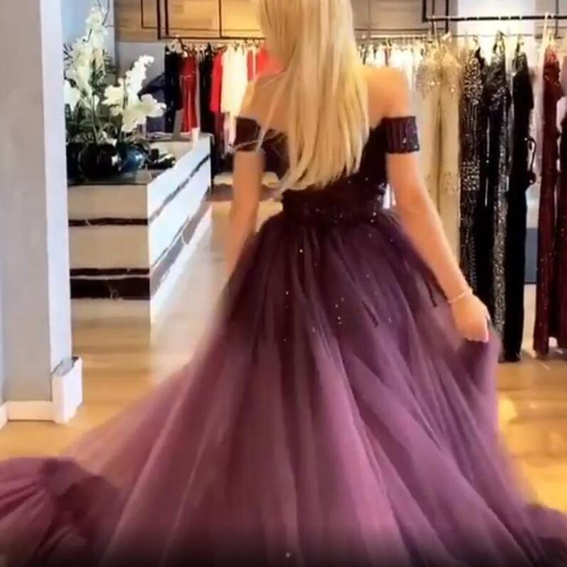 Setwell Off The Shoulder A-line Prom Dresses Sleeveless Pleated Tiered Split Floor Length Long Evening Gowns For Formal Party