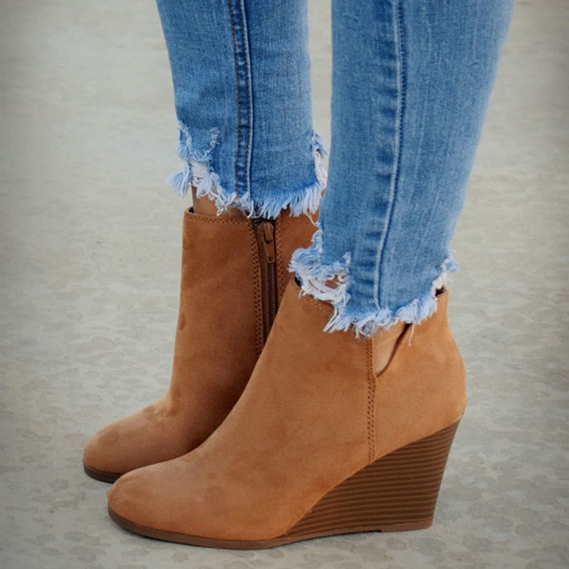 Pointed Toe Booties Winter Women Leopard Ankle Boots Lace Up Footwear Platform High Heels Wedges Shoes Woman Bota Feminina LJ200904