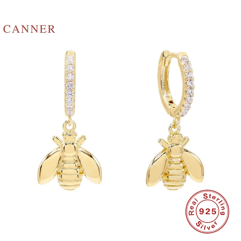 CANNER Real 925 Sterling Silver Earrings For Women Small Bee Insect Earrings Hoops Zircon Diamond Korean Gold Jewelry Pendientes
CANNER Real 925 Sterling Silver Earrings For Women Small Bee Insect Earrings Hoops Zircon Diamond Korean Gold Jewelry Pendientes
