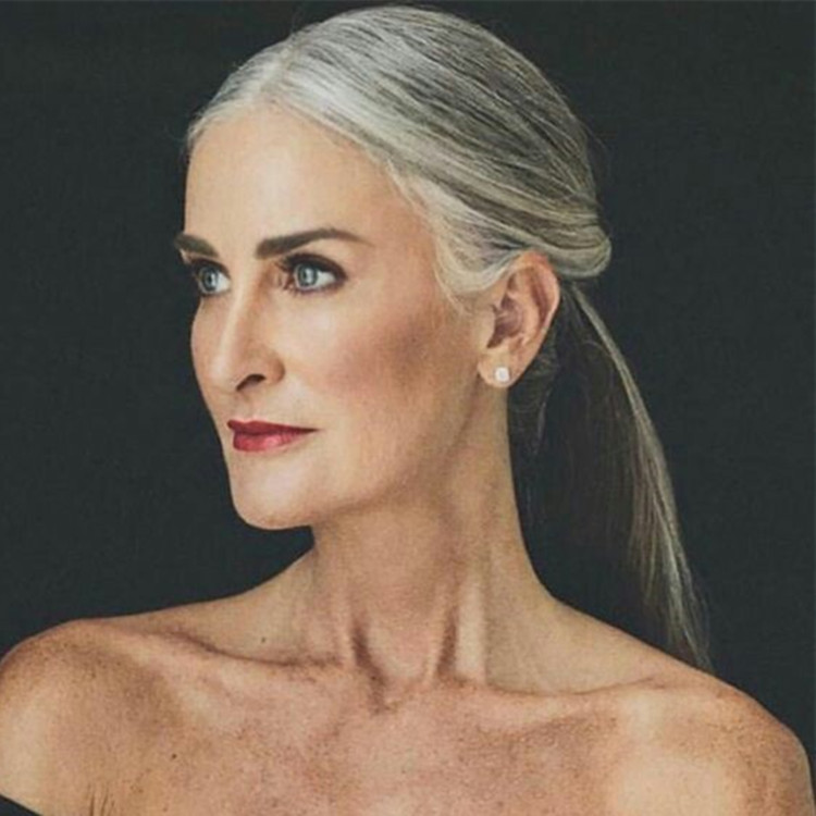 Custom Grey Hair Curls colored Clip Ponytail Extensions Virgin indian wraps Drawstring Straight Gray Ponytail Hairpiece Clip Hair Extensions