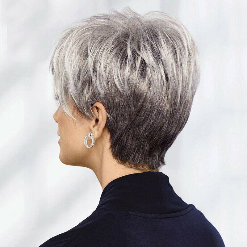 Women Fashion Natural Short Wig Synthetic Hair Full Wig with Bangs Xmas Cosplay