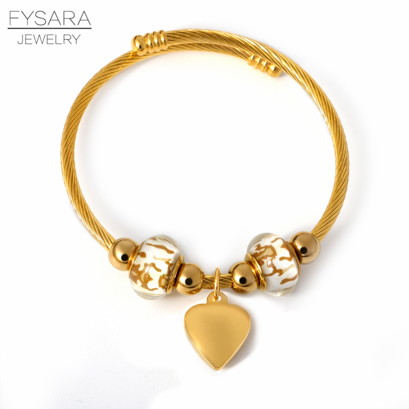 FYSARA Fashion Changeable Stainless Steel Cable Wire Bracelets Murano Beads DIY Beaded Heart Flower Charm Bracelet Bangles Women
FYSARA Fashion Changeable Stainless Steel Cable Wire Bracelets Murano Beads DIY Beaded Heart Flower Charm Bracelet Bangles Women