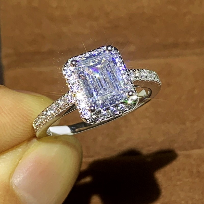 Ins Top Sell Simple Fashion Jewelry Real 925 Sterling Silver 7 Style Pear Cut White Topaz CZ Diamond Eternity Party Women Wedding Band Ring