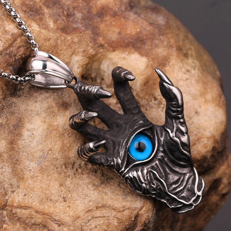 Punk Hell Evil Devil's Claw Dead Eyes Pendant Necklace Terror Halloween Ghost Necklace For Men Collar Charm Chain Jewelry Gift
Punk Hell Evil Devil's Claw Dead Eyes Pendant Necklace Terror Halloween Ghost Necklace For Men Collar Charm Chain Jewelry Gift