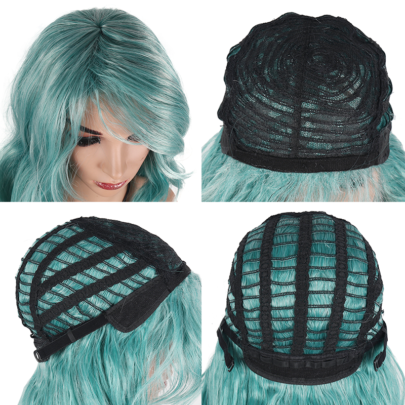 Ombre Green White Fashion Synthetic Hair Wig Long Straight Full Wigs Natural